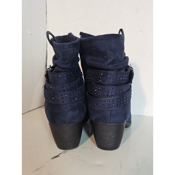 VJH Comfort Blue Suede Boots Womens Sz 8.5 Slouchy Dress Zip Booties Memory Foam - Picture 13 of 14
